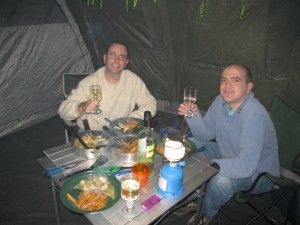 Duncan and Chris - \"roughing it\" Oct 2008